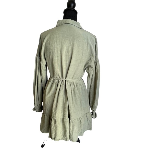 The Fated Green Linen Blend Mini Dress Sz 8 - Picture 2 of 9